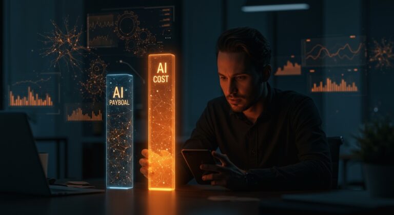 Costos de IA en startups superan nómina 50%, mostrando comparación visual de inversión en inteligencia artificial y cálculo real de ROI para founders.