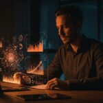 Fundador de startup analizando datos financieros y de inteligencia artificial para optimizar costos y ROI en 2026.