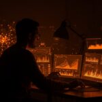 Startup founder analizando costos e inversión en inteligencia artificial versus nómina 2026, mostrando ROI y automatización en entorno tecnológico.