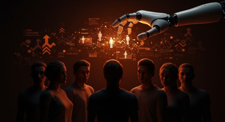 Inteligencia artificial reemplazando roles junior en startup, destacando colaboración humana y liderazgo estratégico para proteger innovación.