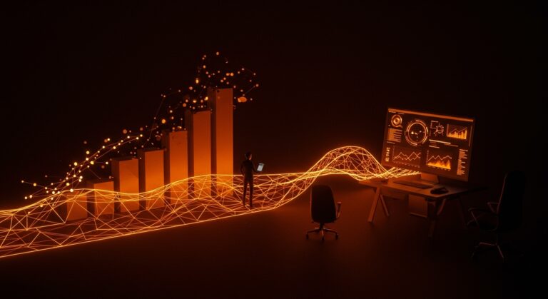 Imagen conceptual de un empresario atrapado en una red neural simbolizando los errores en la adopción de IA empresarial y los mandatos corporativos fallidos en 2026.