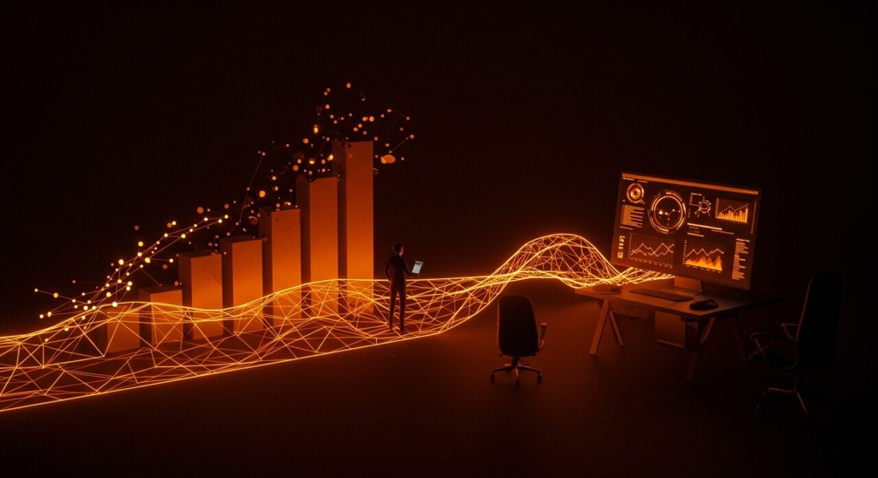 Imagen conceptual de un empresario atrapado en una red neural simbolizando los errores en la adopción de IA empresarial y los mandatos corporativos fallidos en 2026.