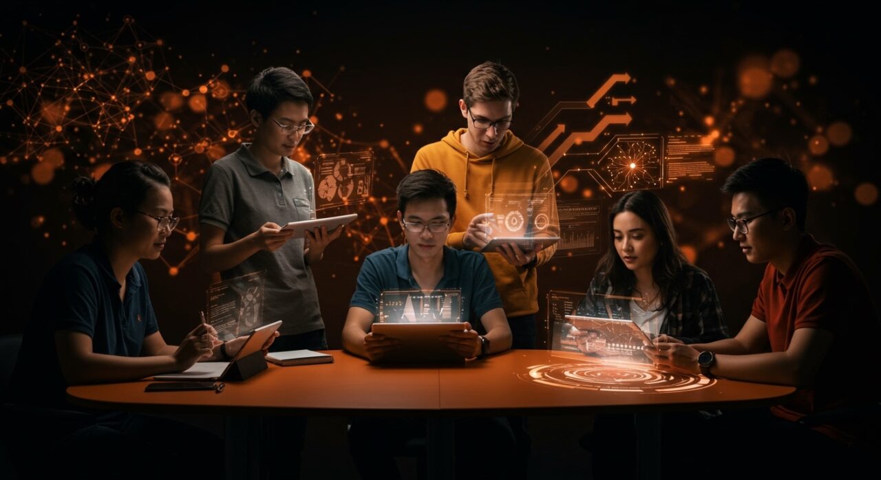 Colaboración entre startups edtech y estudiantes universitarios usando inteligencia artificial en educación, destacando la formación auténtica y el juicio crítico.