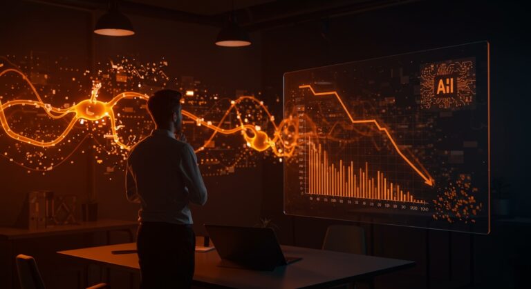 Founder de startup analizando el bajo retorno de inversión en inteligencia artificial y su impacto en el mercado tecnológico en España.