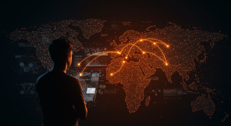 Fundador de startup reflexionando sobre la ética en inteligencia artificial y los retos legales del EU AI Act, con metáforas visuales de redes neuronales y marcos insuficientes.