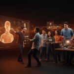 Video personalizado para startups LATAM con IA aplicada por Google Vids mostrando avatares digitales y automatización de contenido.