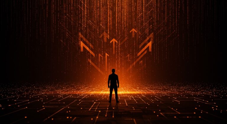 Gerente con inteligencia artificial liderando startups en LATAM, mostrando la integración de IA y liderazgo estratégico.