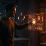 Founder trabajando con plataformas IA y Low Code para automatización empresarial avanzada en 2026.