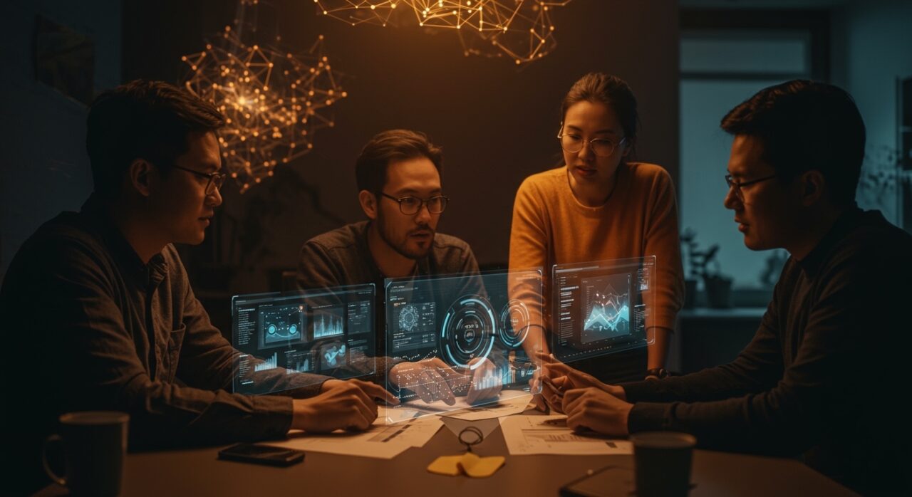 Startup utilizando herramientas avanzadas de generación de imágenes con IA en 2026 como Midjourney v7 y Nano Banana Pro para innovación visual.