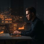 Founder de startup utilizando inteligencia artificial para automatización administrativa y reducción de costos operativos con herramientas de IA.