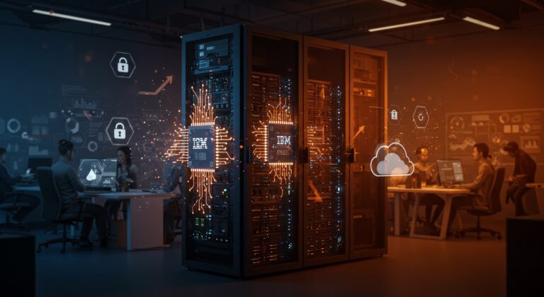 Hardware empresarial con inteligencia artificial de IBM y Arm para startups B2B, destacando escalabilidad, seguridad y virtualización en LATAM.