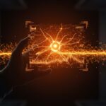 Investigadores optimizando modelos generativos de IA con técnicas de difusión y sampling eficiente en ambiente tecnológico naranja y negro.