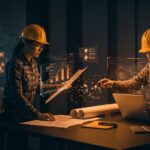 Colaboración entre ingeniería de software y civil destacando tendencias, inteligencia artificial y formación en tecnología.