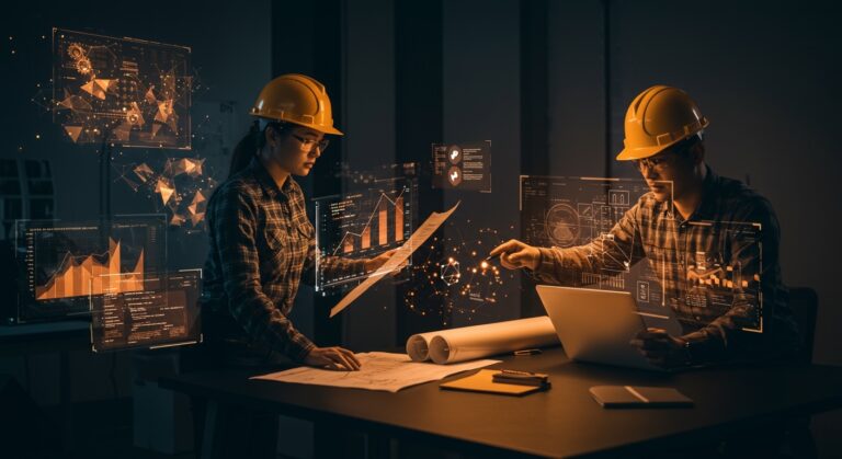 Colaboración entre ingeniería de software y civil destacando tendencias, inteligencia artificial y formación en tecnología.