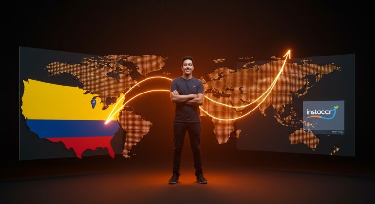 Founder latinoamericano destacado simbolizando la adquisición de startup colombiana Instaleap por Instacart y la expansión internacional en retailtech SaaS B2B.
