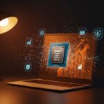 Portátil con procesador Intel Core Series 3 Wildcat Lake mostrando IA integrada y eficiencia energética para startups en un entorno tecnológico moderno.