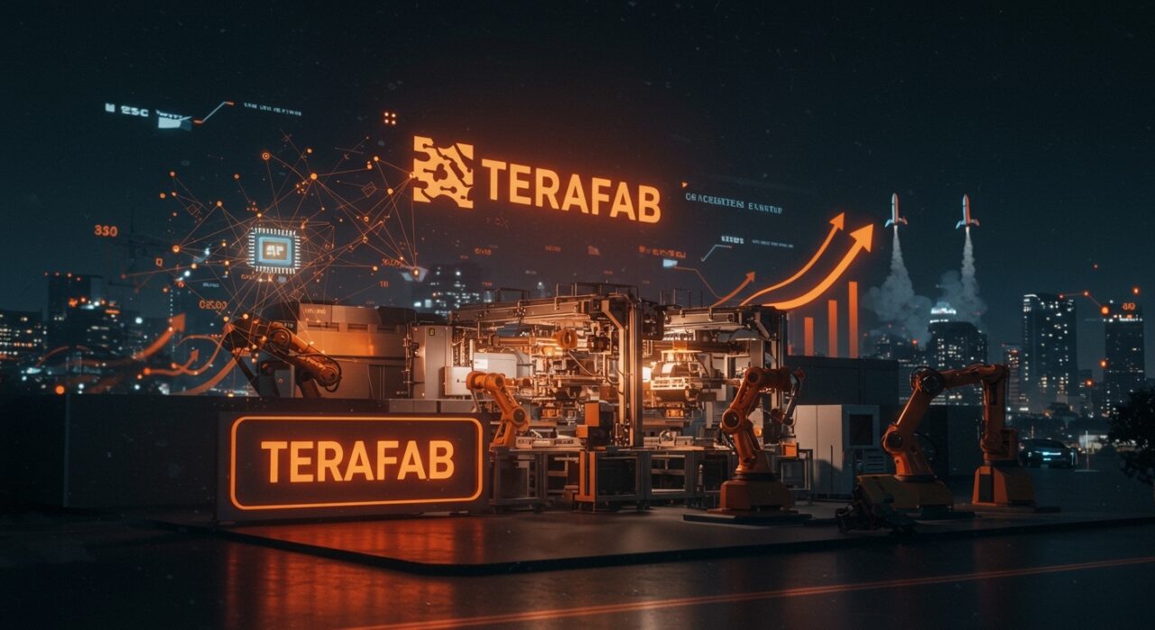 Megafábrica Terafab en Austin produciendo chips de inteligencia artificial para SpaceX y Tesla, destacando la innovación tecnológica y el mercado de semiconductores.