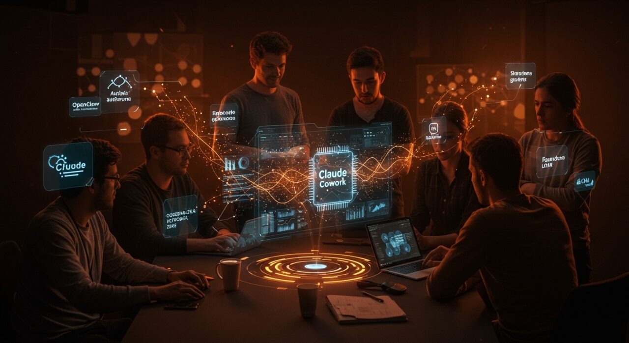 Colaboración de founders de startups LATAM con inteligencia artificial autónoma y Claude Cowork para automatización escalable.