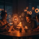 Colaboración de founders en startups impulsadas por inteligencia artificial para productividad y automatización empresarial en 2026.