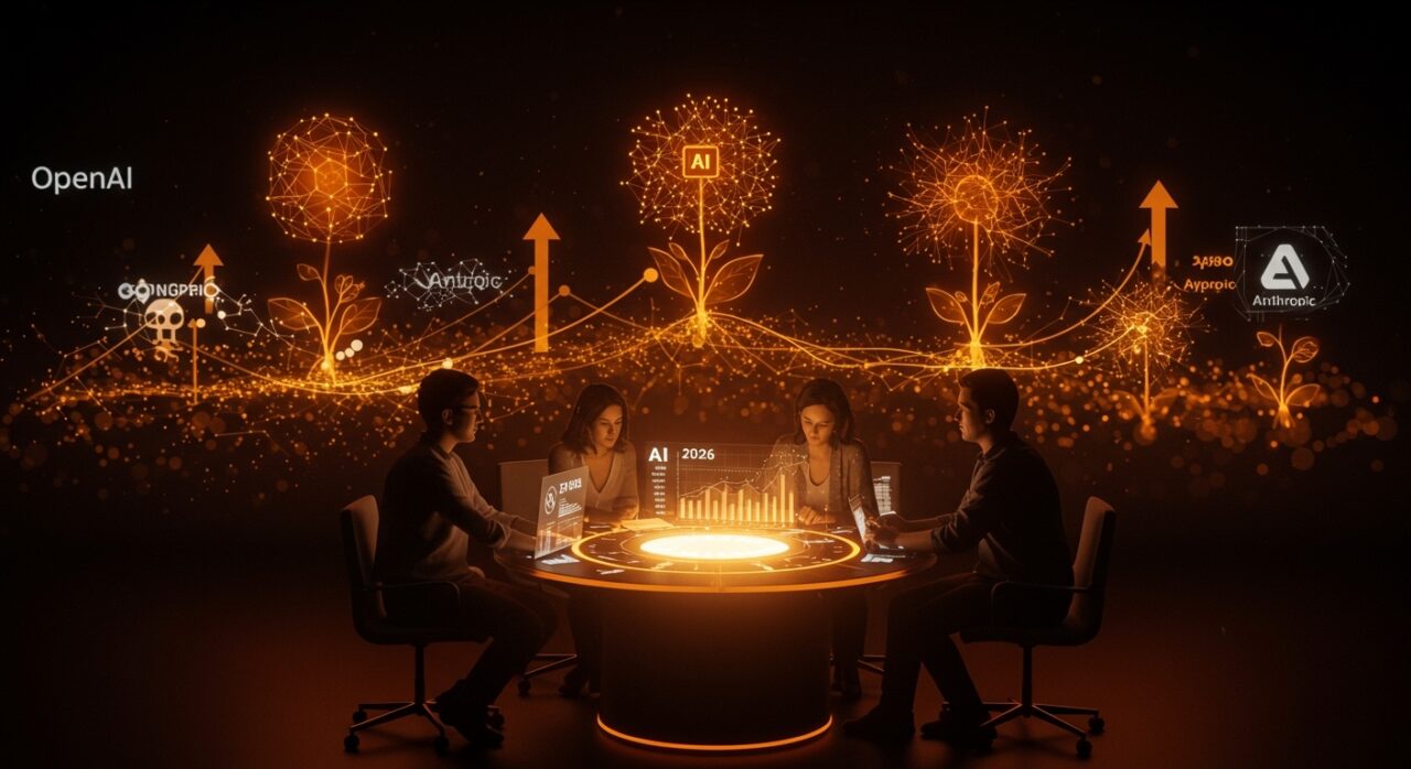 Inversión en inteligencia artificial 2026 con founders Latam captando fondos globales y modelos sostenibles representados en un entorno colaborativo y tecnológico.