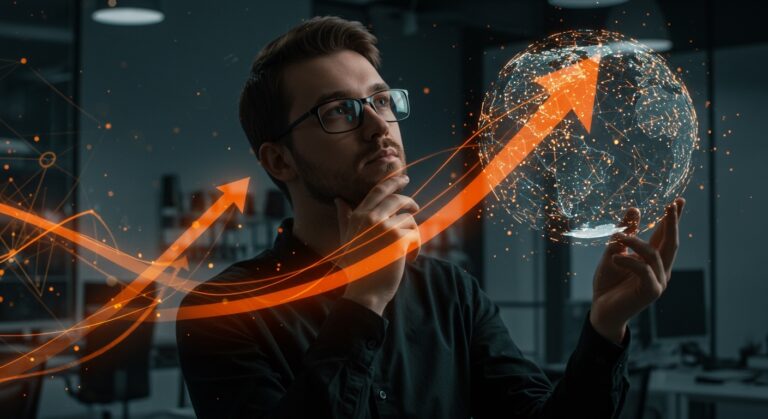 Kostiantyn Gitko fundador de Devox Software con fondo tecnológico representando outsourcing y escalado global en startups.