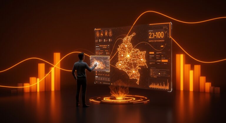 Mapa digital del ecosistema tech colombiano 2025 destacando 2.100 startups y su crecimiento en innovación y fintech.