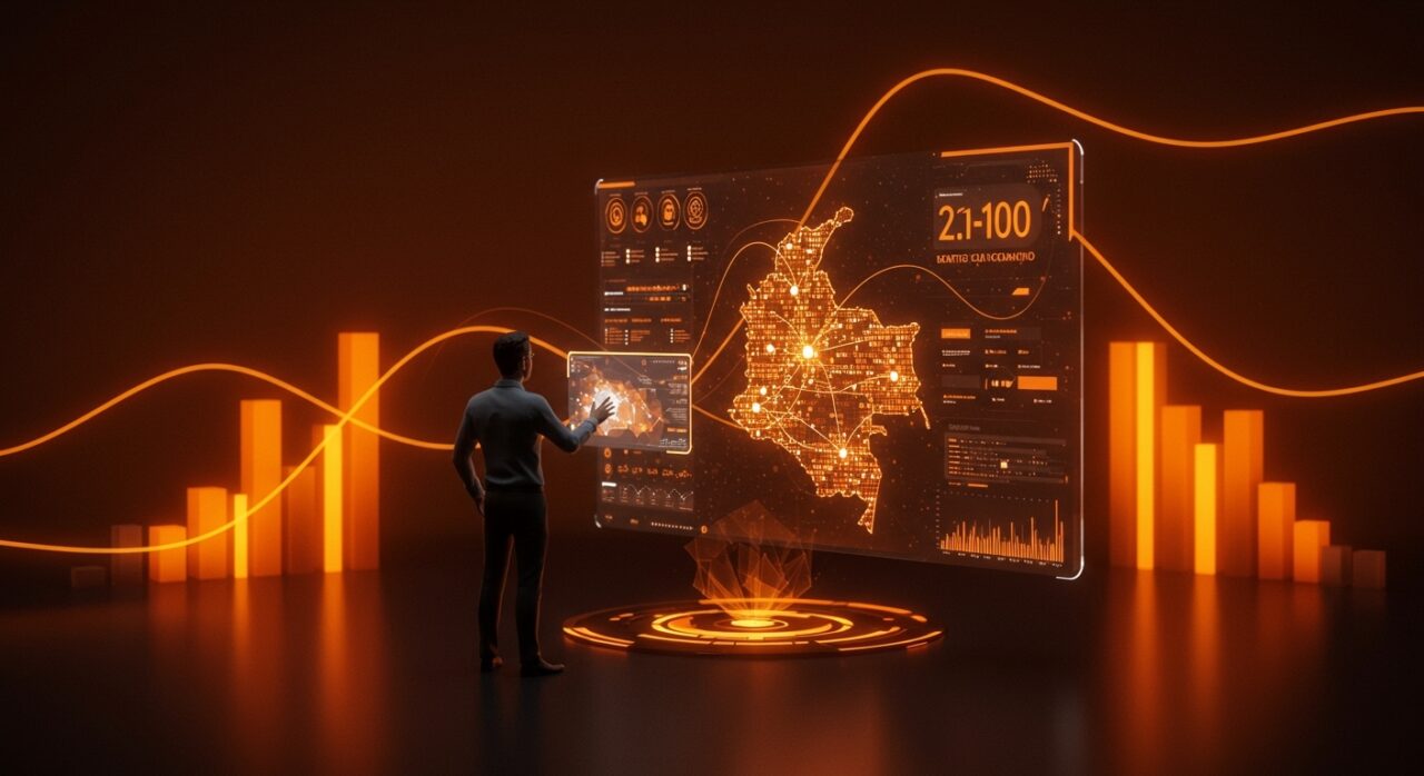 Mapa digital del ecosistema tech colombiano 2025 destacando 2.100 startups y su crecimiento en innovación y fintech.