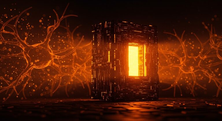 Visualización futurista de compresión avanzada de KV cache más allá de TurboQuant para optimización de LLMs en startups de IA.