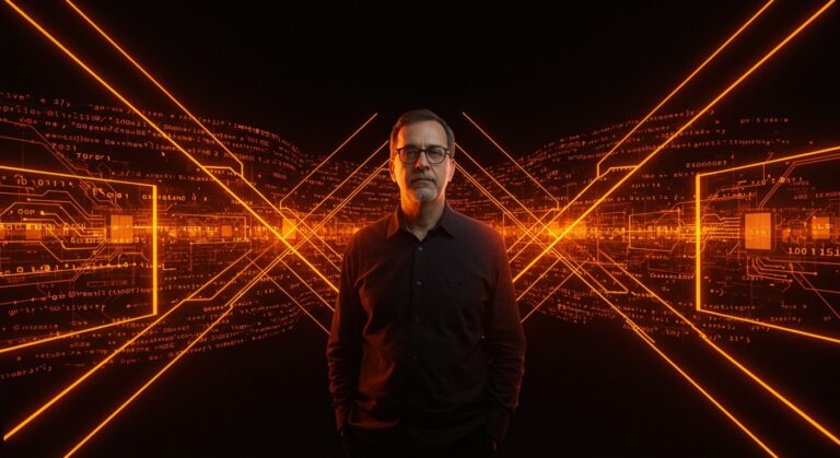 Retrato inspirador de George Goble, pionero en tecnología UNIX y computación paralela, simbolizando innovación tecnológica y liderazgo en el ecosistema tech LATAM.