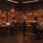 Profesionales colaborando con tecnología digital para implementar la ley de 40 horas en México, mostrando automatización y transformación digital en empresas.