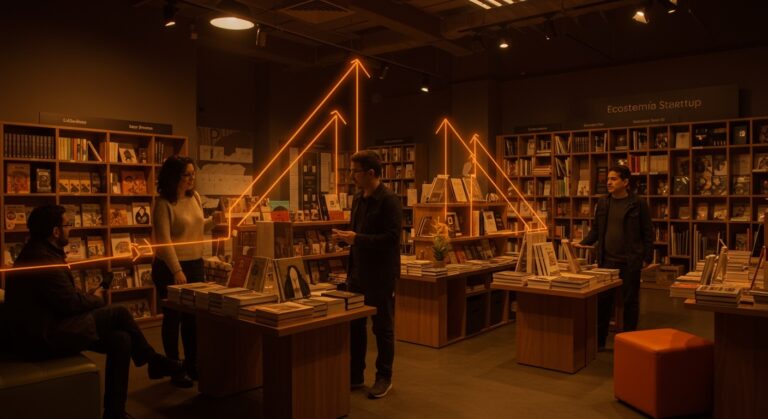 Emprendedores latinoamericanos en librerías culturales en España, destacando el emprendimiento y las tendencias del negocio editorial.