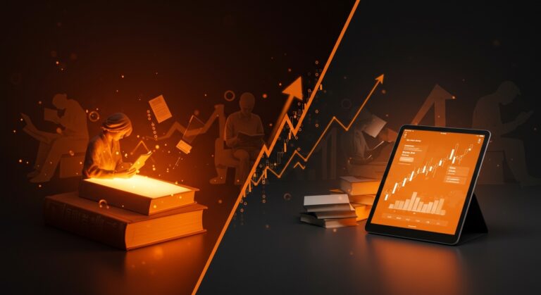 Comparativa entre libros impresos y digitales resaltando tendencias clave en edtech y hábitos de lectura en mercado editorial.