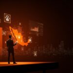 Licencias bancarias en México para fintechs 2025 representadas con líder fintech frente a ciudad digital y símbolos financieros en paleta Ecosistema Startup.