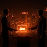 Cambio de CEO en LinkedIn con metáforas visuales sobre liderazgo, contratación y estrategia para founders en 2026.