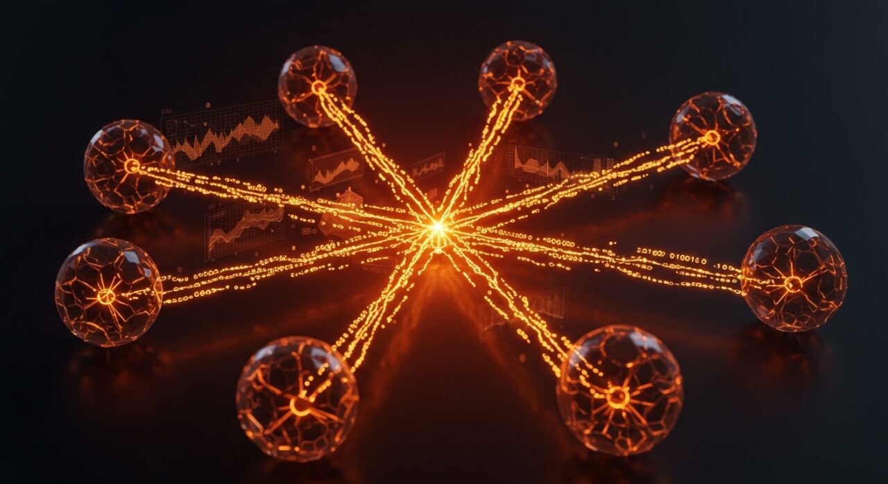 Representación visual de la convergencia numérica entre 12 modelos de lenguaje basados en arquitecturas transformers, destacando su alta correlación y aplicaciones en IA.