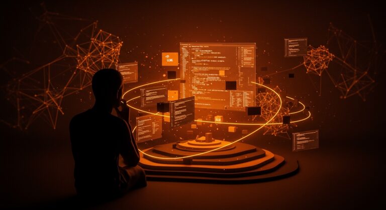 Programador reflexionando sobre deuda técnica y productividad con IA aplicada en ingeniería de software usando LLMs.