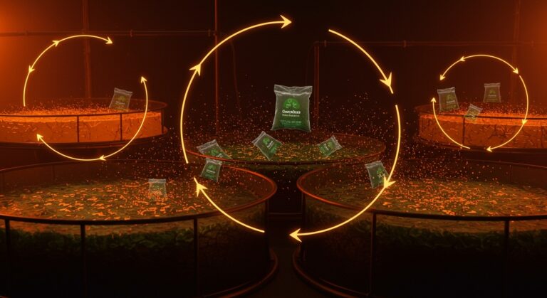 Transformación de lodos de piscicultura en fertilizante orgánico mediante economía circular y tecnología ambiental en acuicultura chilena.