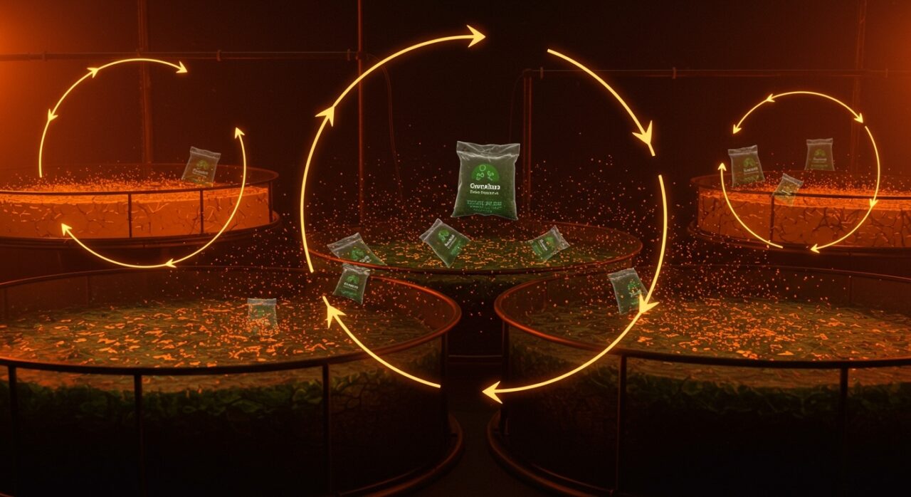 Transformación de lodos de piscicultura en fertilizante orgánico mediante economía circular y tecnología ambiental en acuicultura chilena.