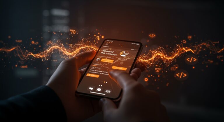 Aplicación móvil Lovable Mobile para crear webs con IA desde iPhone, destacando desarrollo sin código y prototipado rápido para startups.