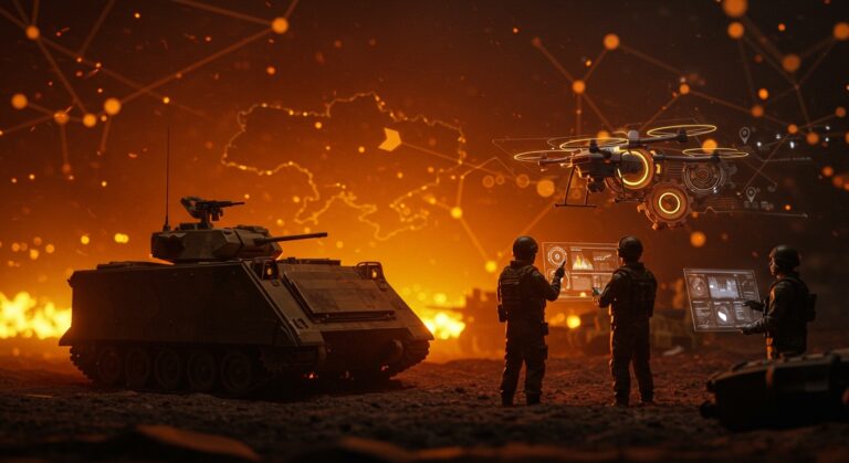 Vehículo militar M113 clave en la guerra en Ucrania junto a emprendedores tecnológicos adaptándose a la innovación y logística militar.