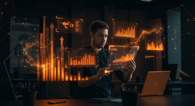 Chris Thompson analizando métricas de venture capital para inversiones en startups latinoamericanas, representando escalabilidad y fondos de inversión en LATAM.