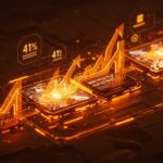 Interfaz futurista del modelo MAI-Image-2-Efficient de Microsoft para generación de imágenes IA con 41% menos costo, destacando automatización y eficiencia en startups.