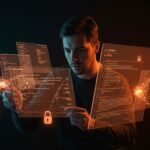 Desarrollador en startup analizando riesgos y alternativas seguras de Markdown para documentación tecnológica.