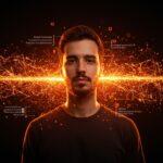 Matei Zaharia recibiendo el Premio ACM 2026 con elementos visuales que representan inteligencia artificial general y tecnología distribuida.