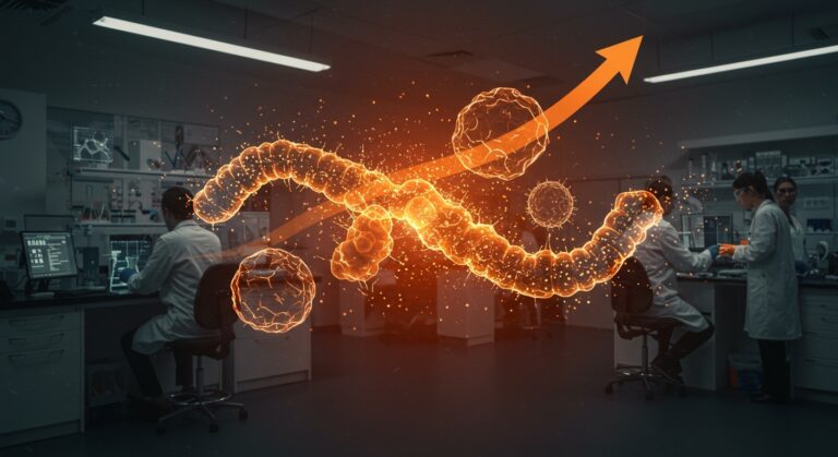 Investigadores de biotech desarrollando terapia de microbioma contra cáncer con financiación Serie A en Europa.