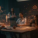 Equipo comercial entrenándose con simulaciones de ventas impulsadas por inteligencia artificial de MentorU, startup chilena en capacitación comercial IA.