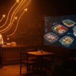 Crisis en la hostelería de España con menú de tres platos y comida preparada, mostrando impacto del teletrabajo y oportunidades para foodtech.
