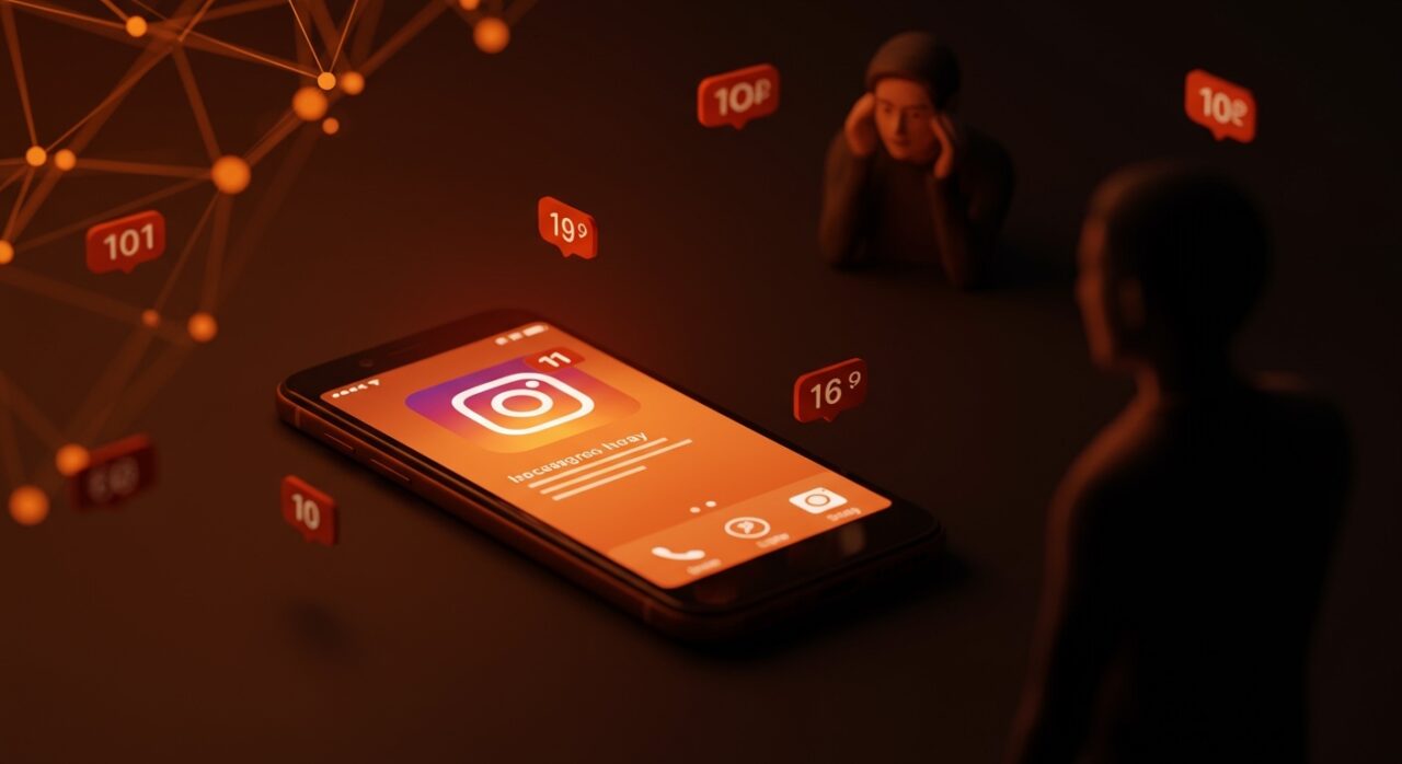 Notificación en Instagram sobre uso de Meta AI app destacando riesgos de privacidad en inteligencia artificial.