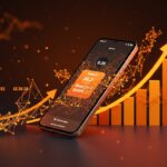 Meta AI Muse Spark subiendo al top 5 del App Store representado con gráfico digital ascendente y elementos visuales de inteligencia artificial en tonos naranja y negro.