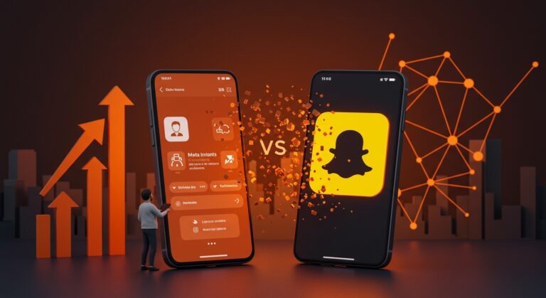 Meta Instants compitiendo con Snapchat en España e Italia, simbolizando la competencia en apps efímeras y tendencias de redes sociales para startups.